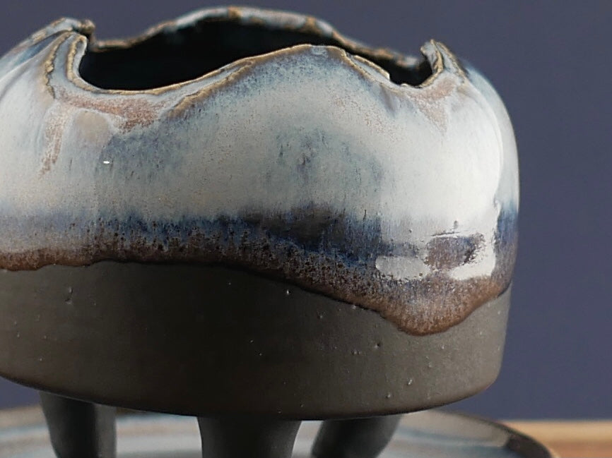 Handmade Pottery Planter - Blue Lava