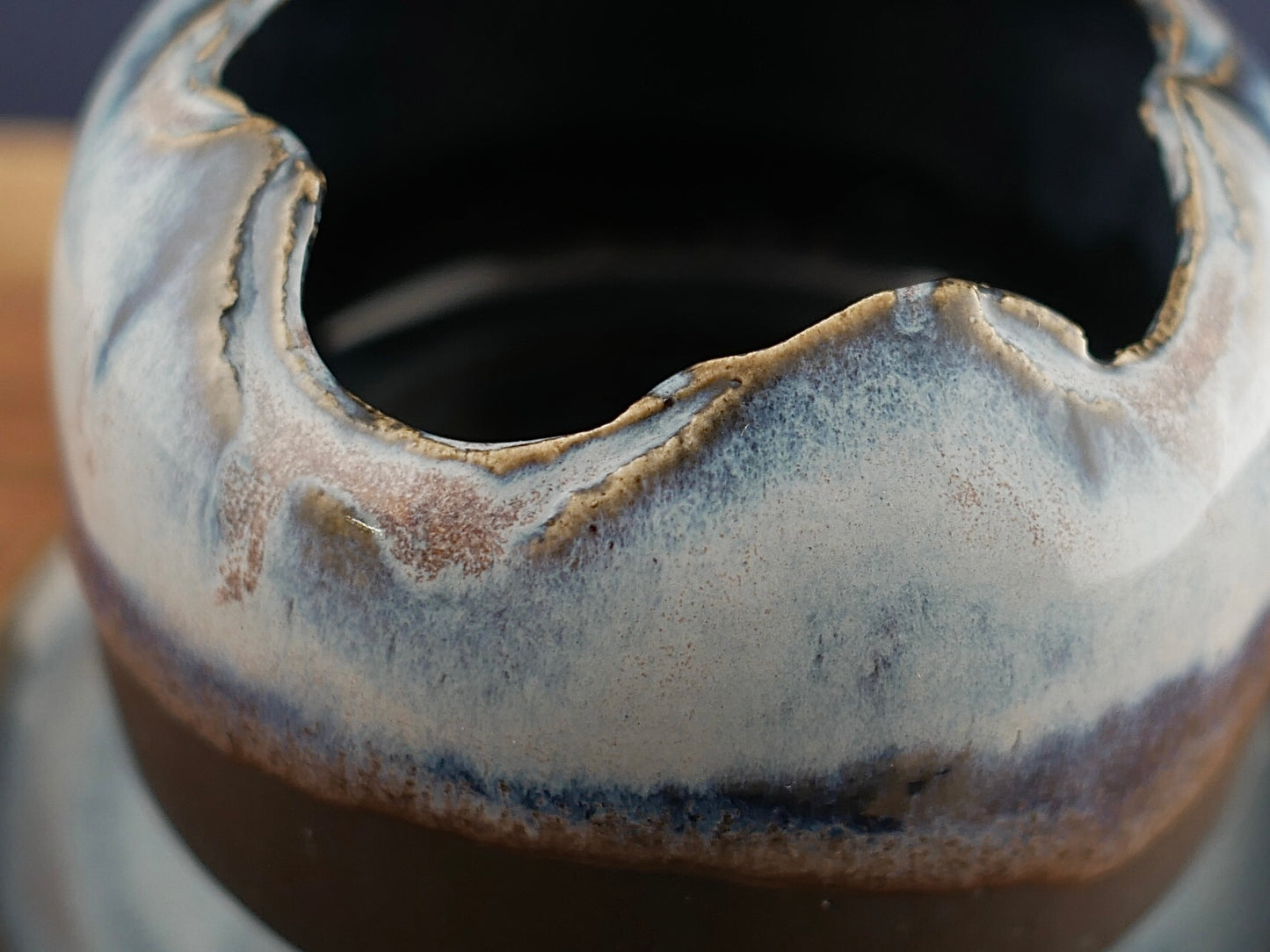 Handmade Pottery Planter - Blue Lava