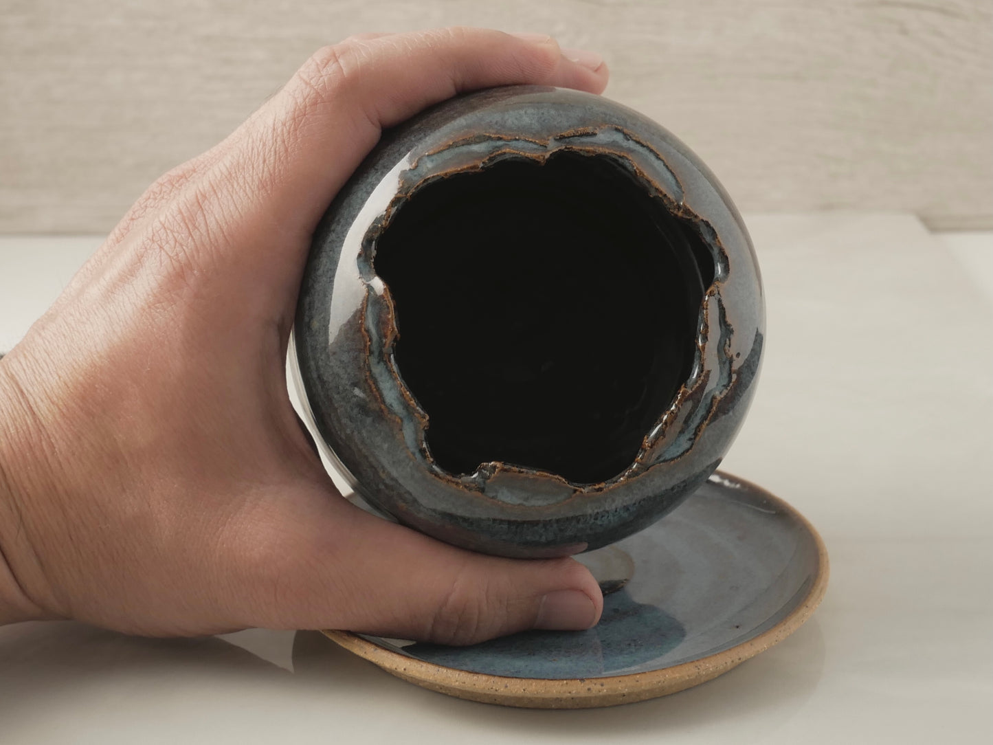 Handmade Pottery Planter - Blue