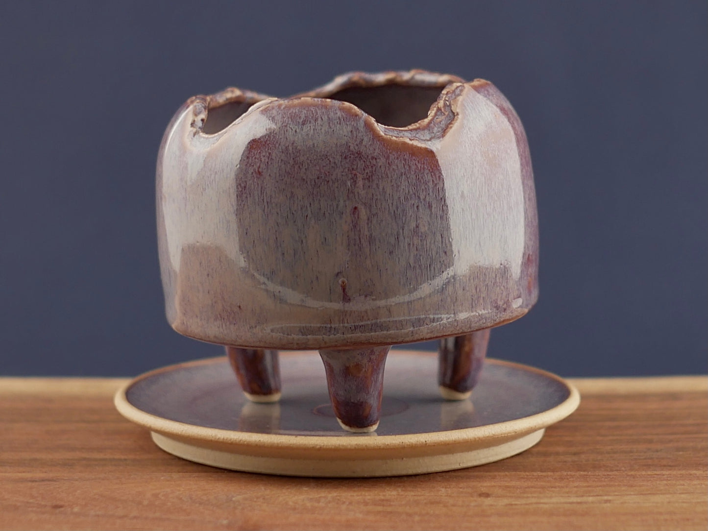 Handmade Pottery Planter - Pale Bordeaux