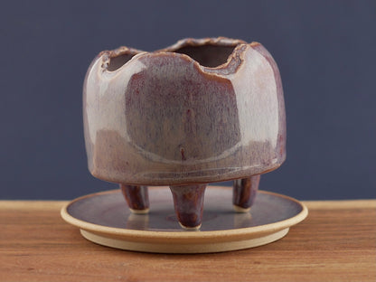 Handmade Pottery Planter - Pale Bordeaux