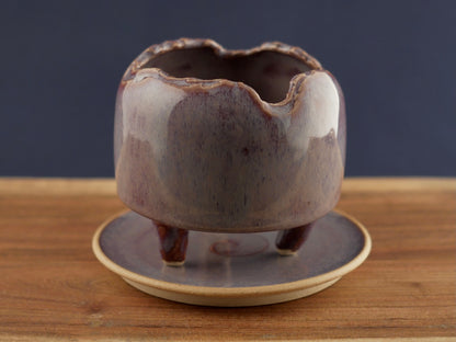Handmade Pottery Planter - Pale Bordeaux