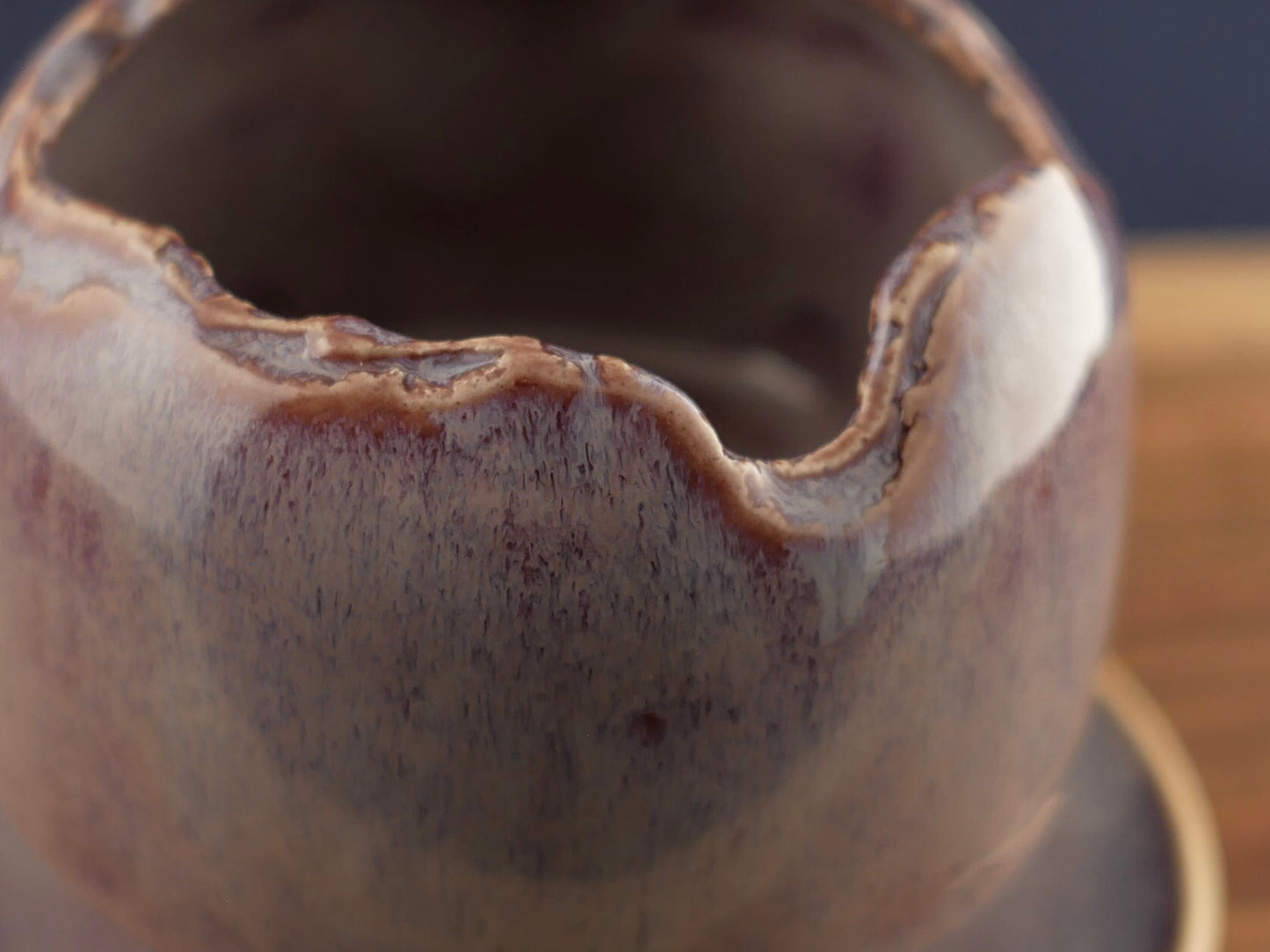 Handmade Pottery Planter - Pale Bordeaux
