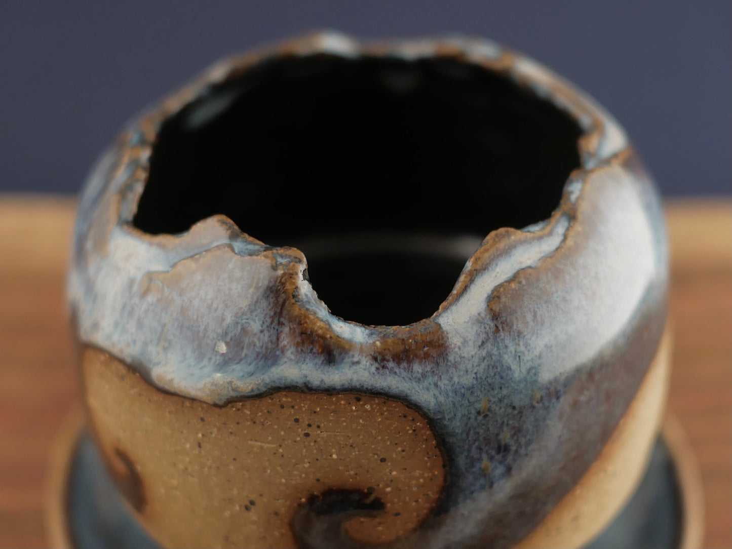 Handmade Pottery Planter - Ocean Wave (Light Blue)