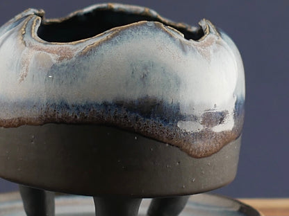 Handmade Pottery Planter - Blue Lava