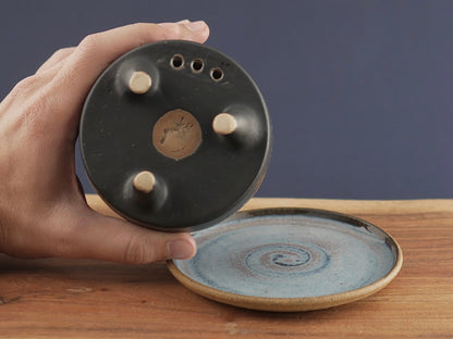 Handmade Pottery Planter - Blue Lava