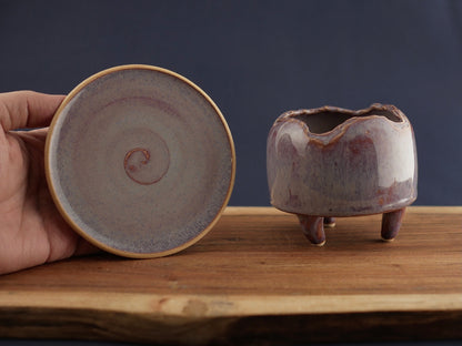 Handmade Pottery Planter - Pale Bordeaux