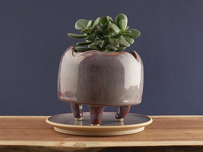 Handmade Pottery Planter - Pale Bordeaux