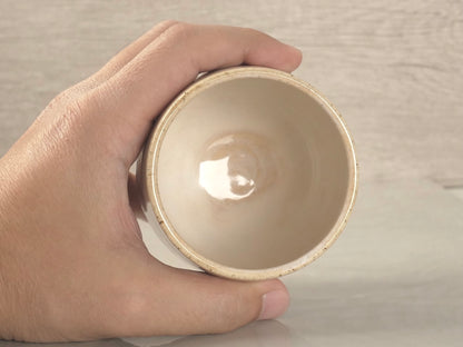 Handmade Tripod Pottery Cup - RoseWhite Texture