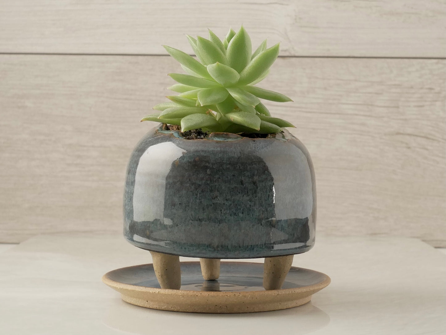 Handmade Pottery Planter - Blue