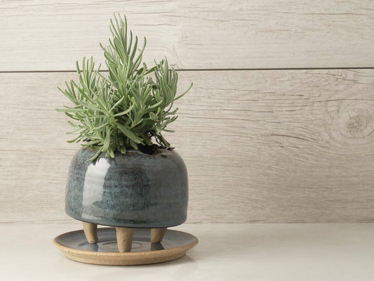 Handmade Pottery Planter - Blue