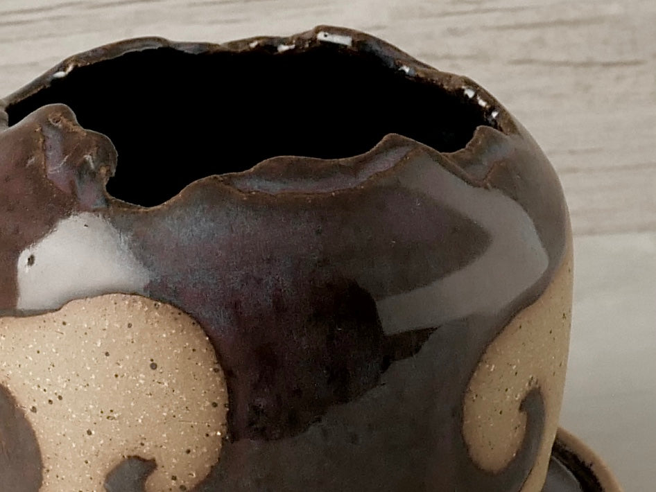Handmade Pottery Planter - Ocean Wave (Purple)
