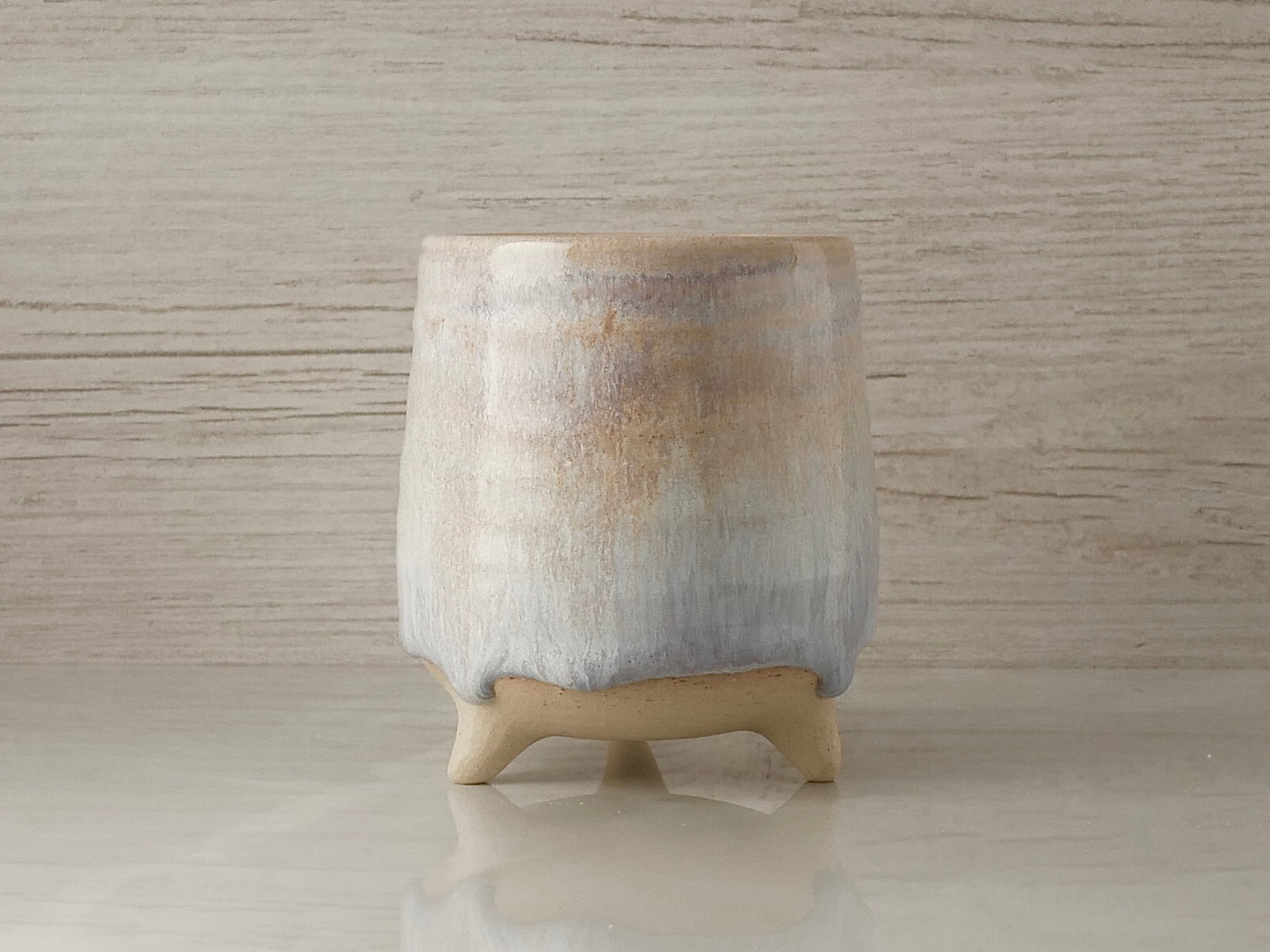 Handmade Tripod Pottery Cup - Cotton Candy