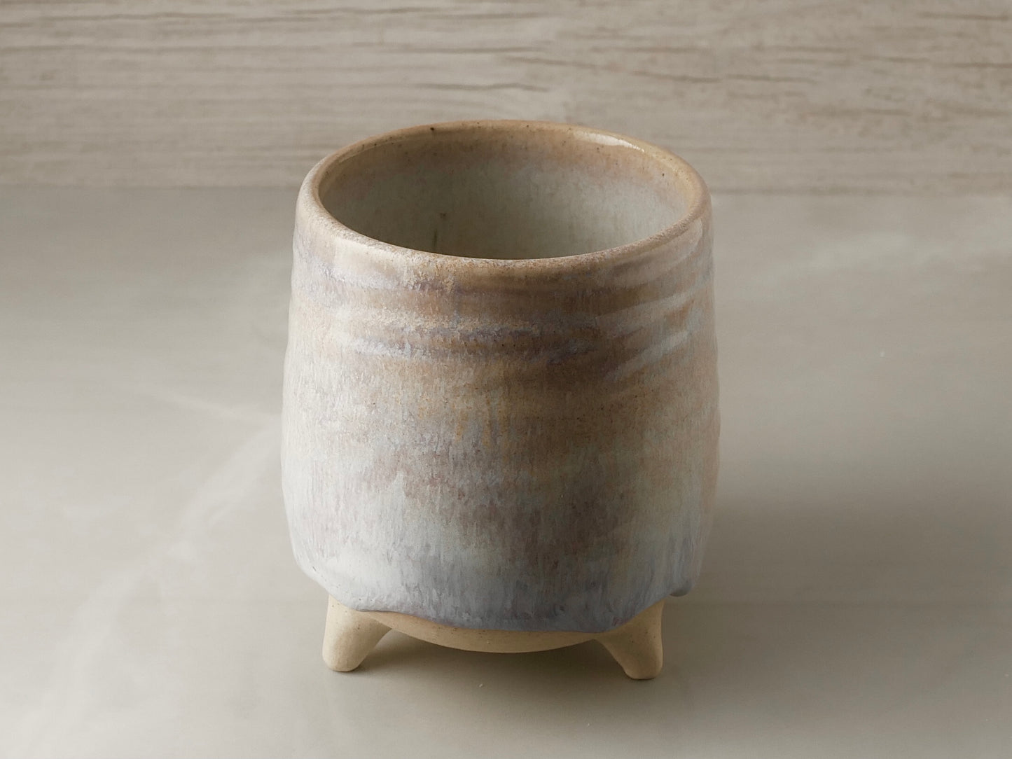 Handmade Tripod Pottery Cup - Cotton Candy