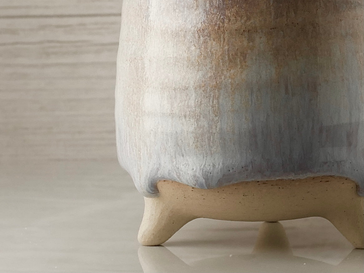 Handmade Tripod Pottery Cup - Cotton Candy